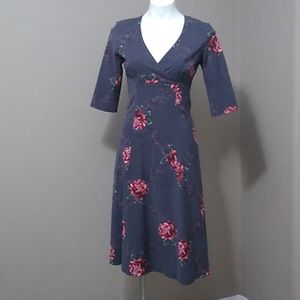 Tocca empire waist floral v-neck midi dress size 2